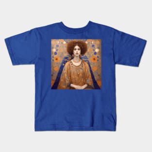 Portrait of a Lady with Gold Earrings After Klimt Kids T-Shirt